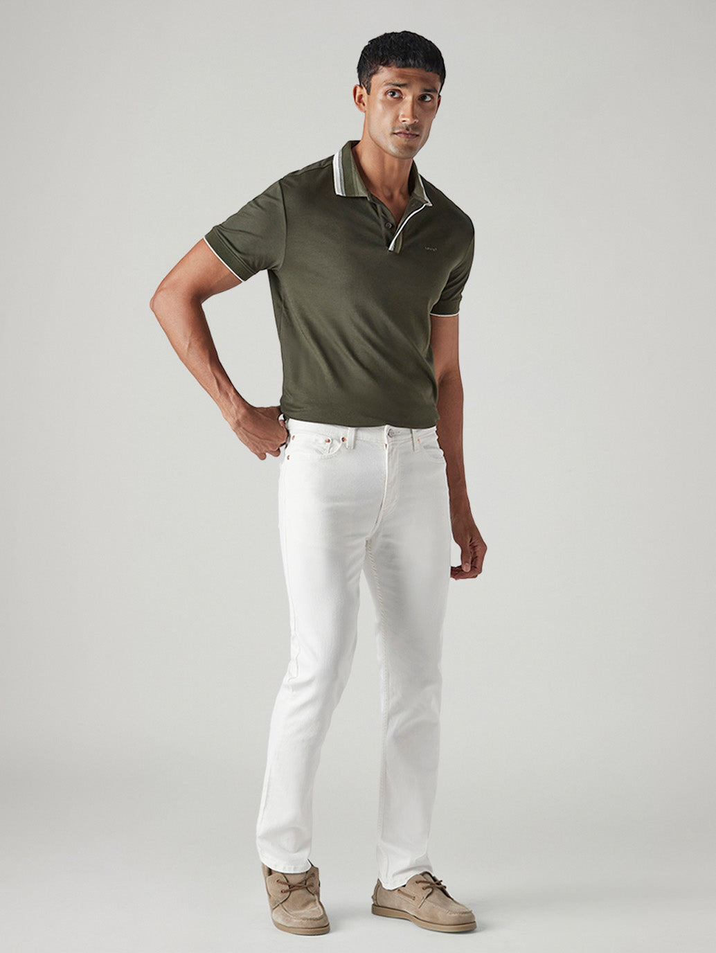 Men's 511 White Slim Fit Mid Rise Overdyed Jeans - Front View