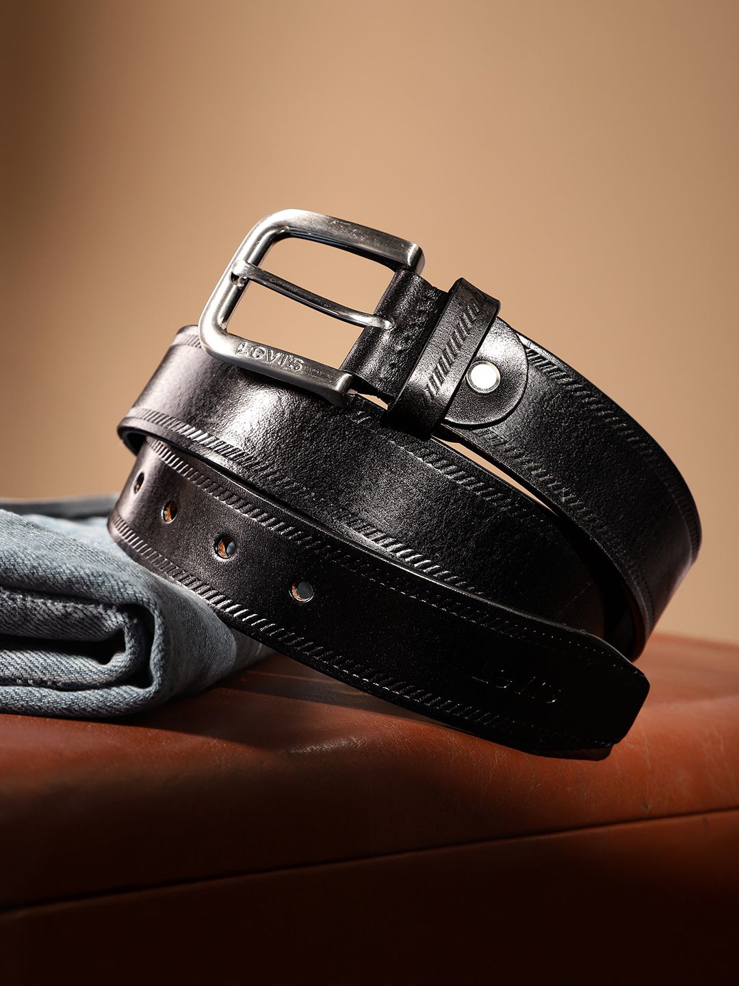 Men's Black Solid Belt