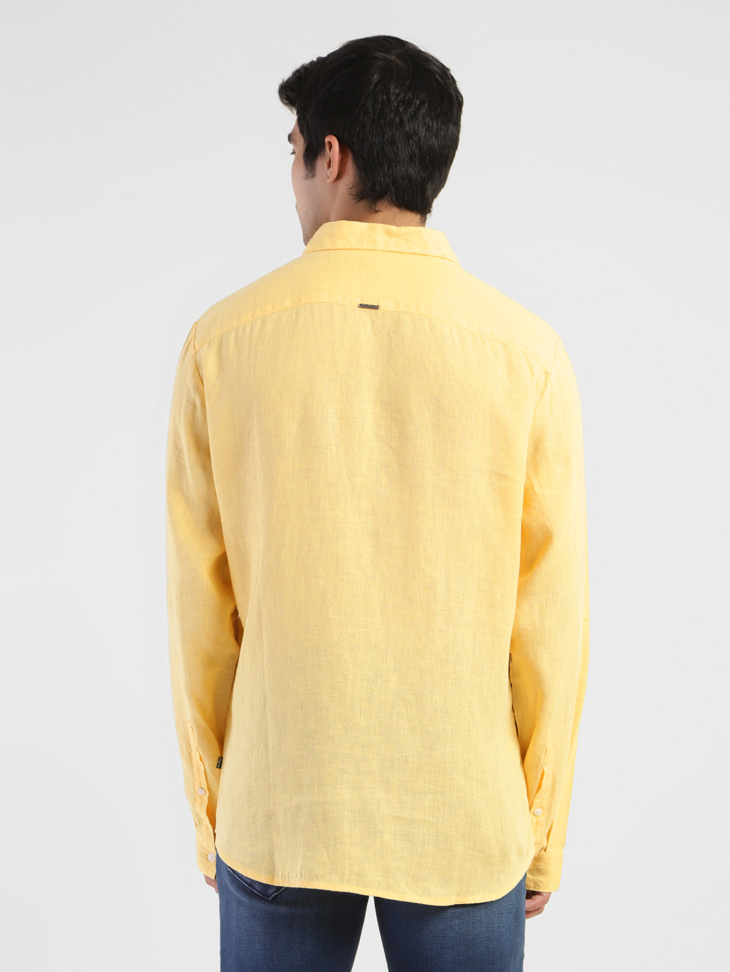 Men's Solid Spread Collar Linen Shirt