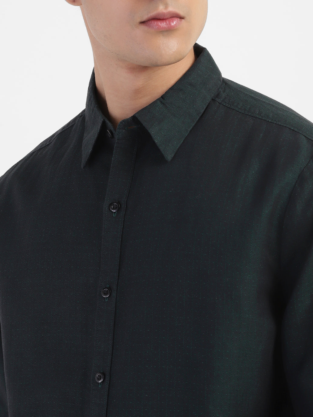 Men's Solid Spread Collar Linen Shirt