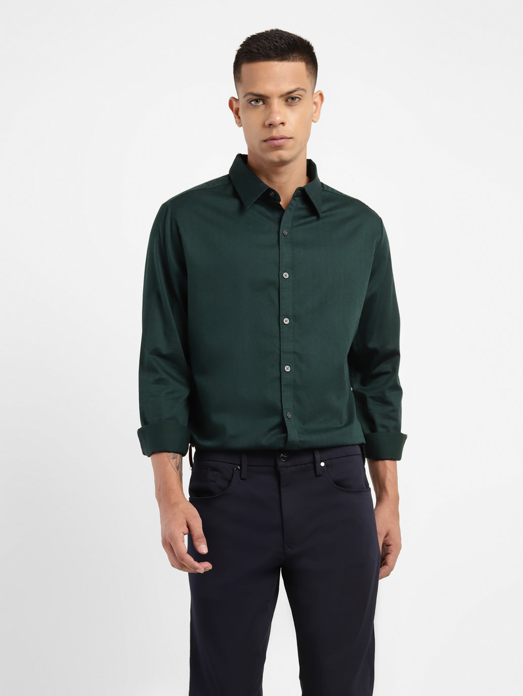 Men's Solid Spread Collar Shirt - 411e5353-799e-4a74-b079-f93bc3f9c33b View