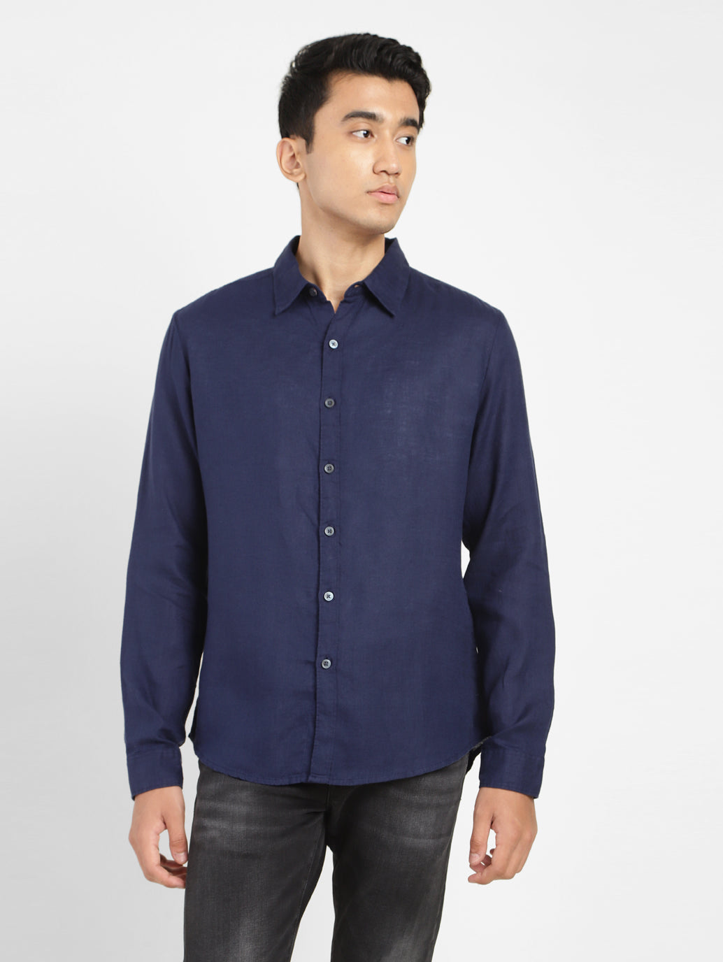 Men's Solid Regular Fit Linen Shirt
