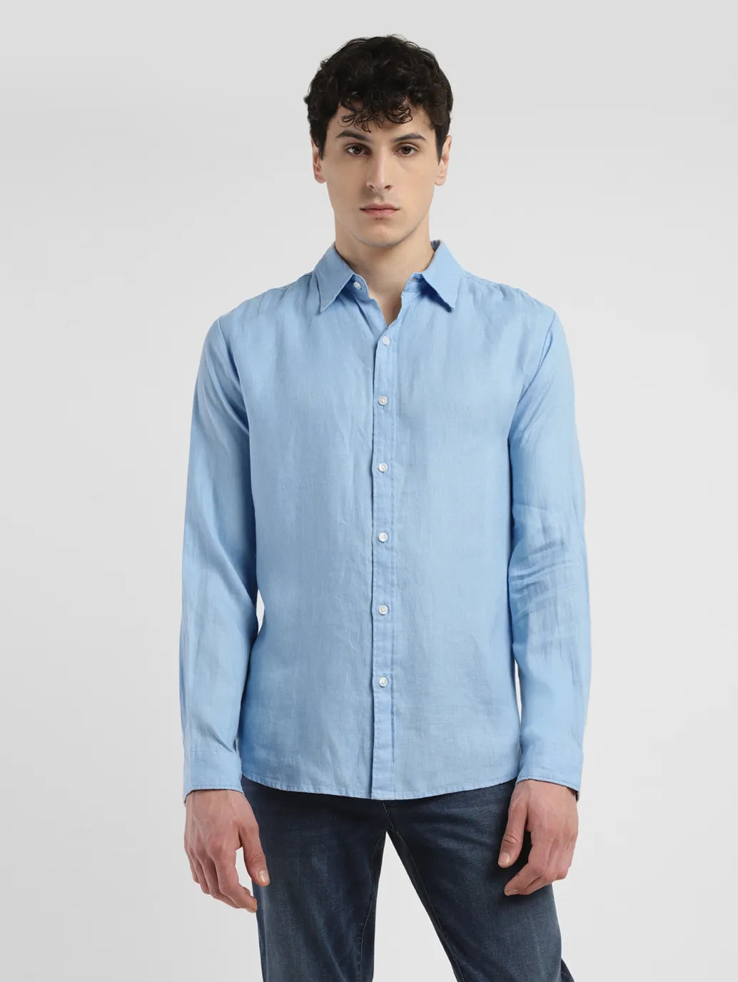 Men's Solid Slim Fit Linen Shirt - dbf4cc1b-94ed-4262-aa92-4a1b1d626ba4 View