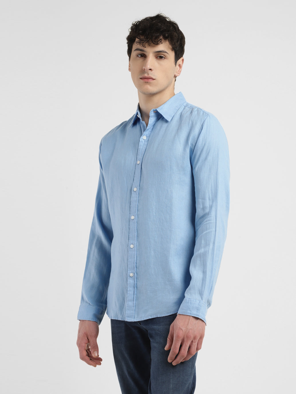 Men's Solid Slim Fit Linen Shirt - d83d06e0-f79f-463f-94f5-5249827c1fe0 View