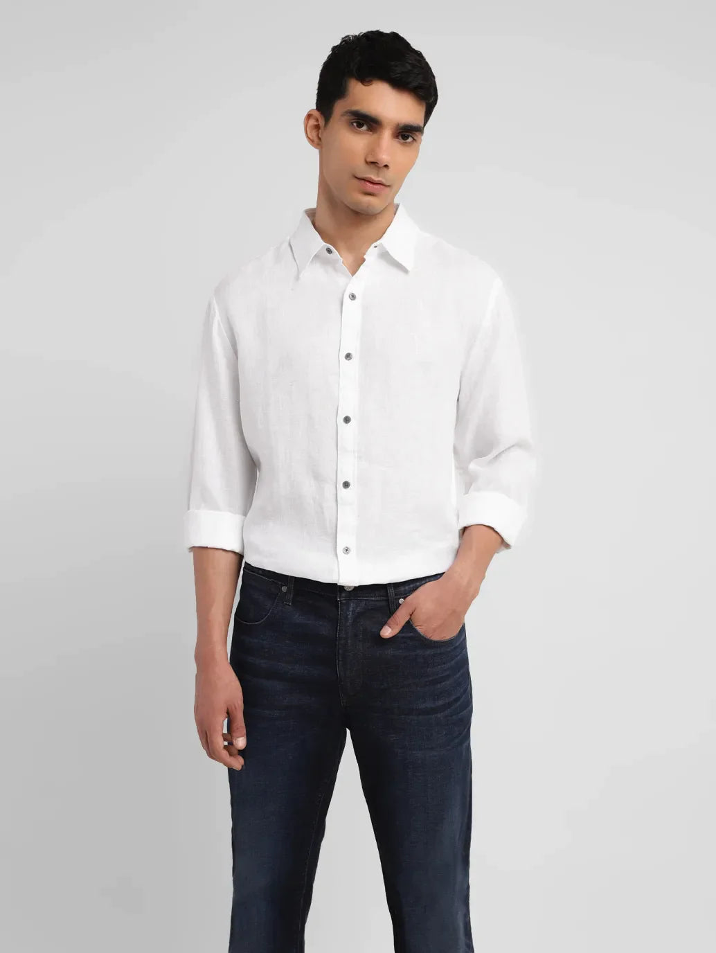 Men's Solid Slim Fit Linen Shirt