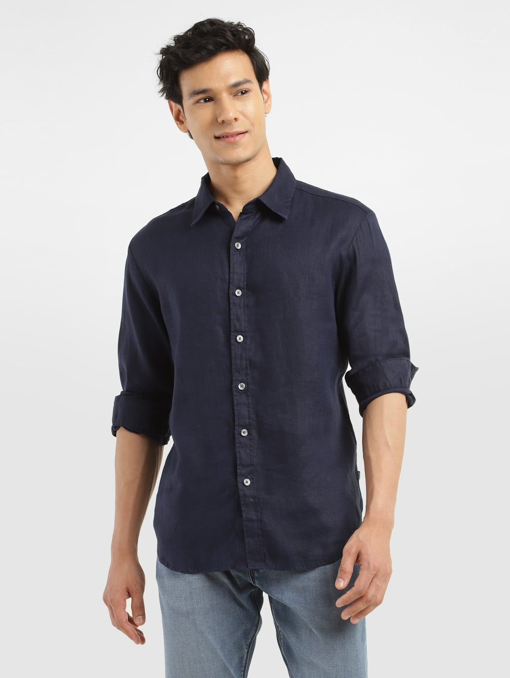 Men's Redloop Solid Slim Fit Shirt - Front View