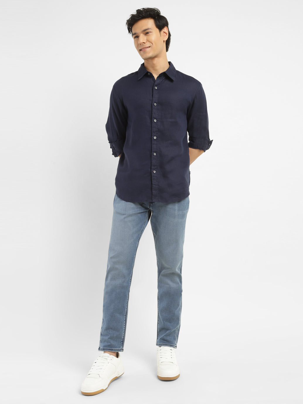 Men's Redloop Solid Slim Fit Shirt - Front View