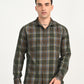 Men's Checkered Olive Slim Fit Corduroy Shirt - a498367c-e6a9-43da-b704-bc4a6fe794c1 View