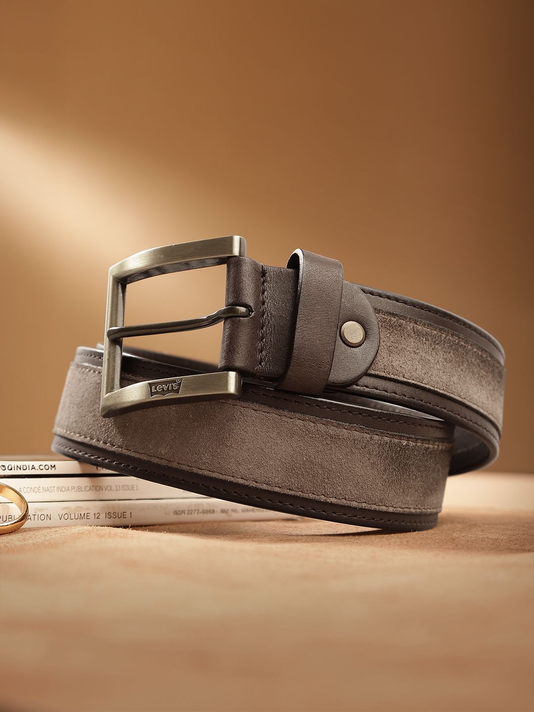 Men's Brown Textured Belt
