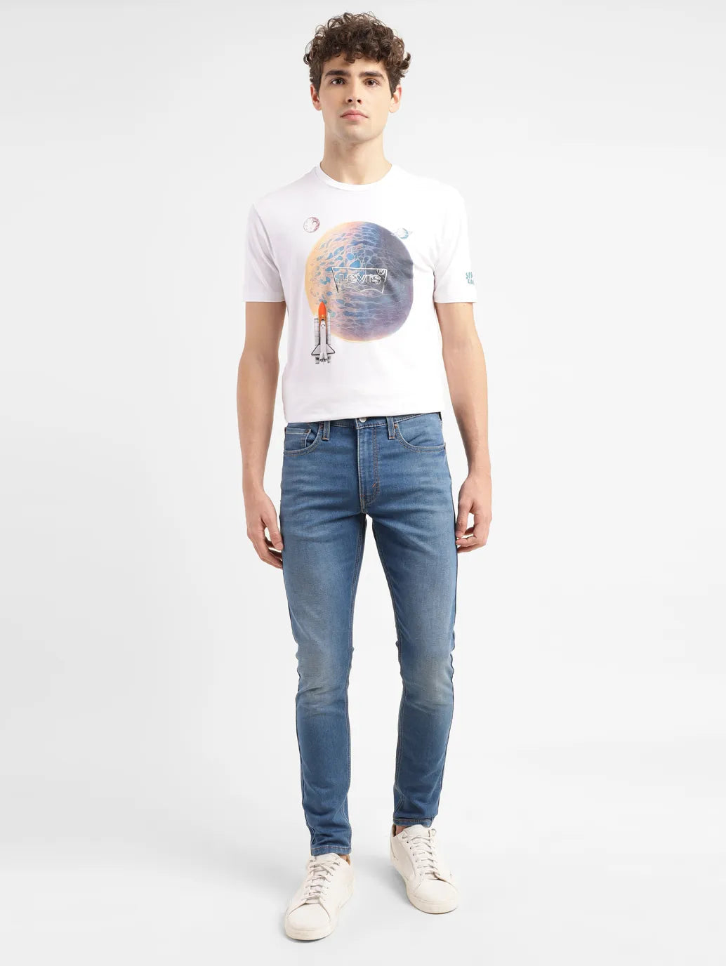 Men's Blue Skinny Fit Mid Rise Jeans
