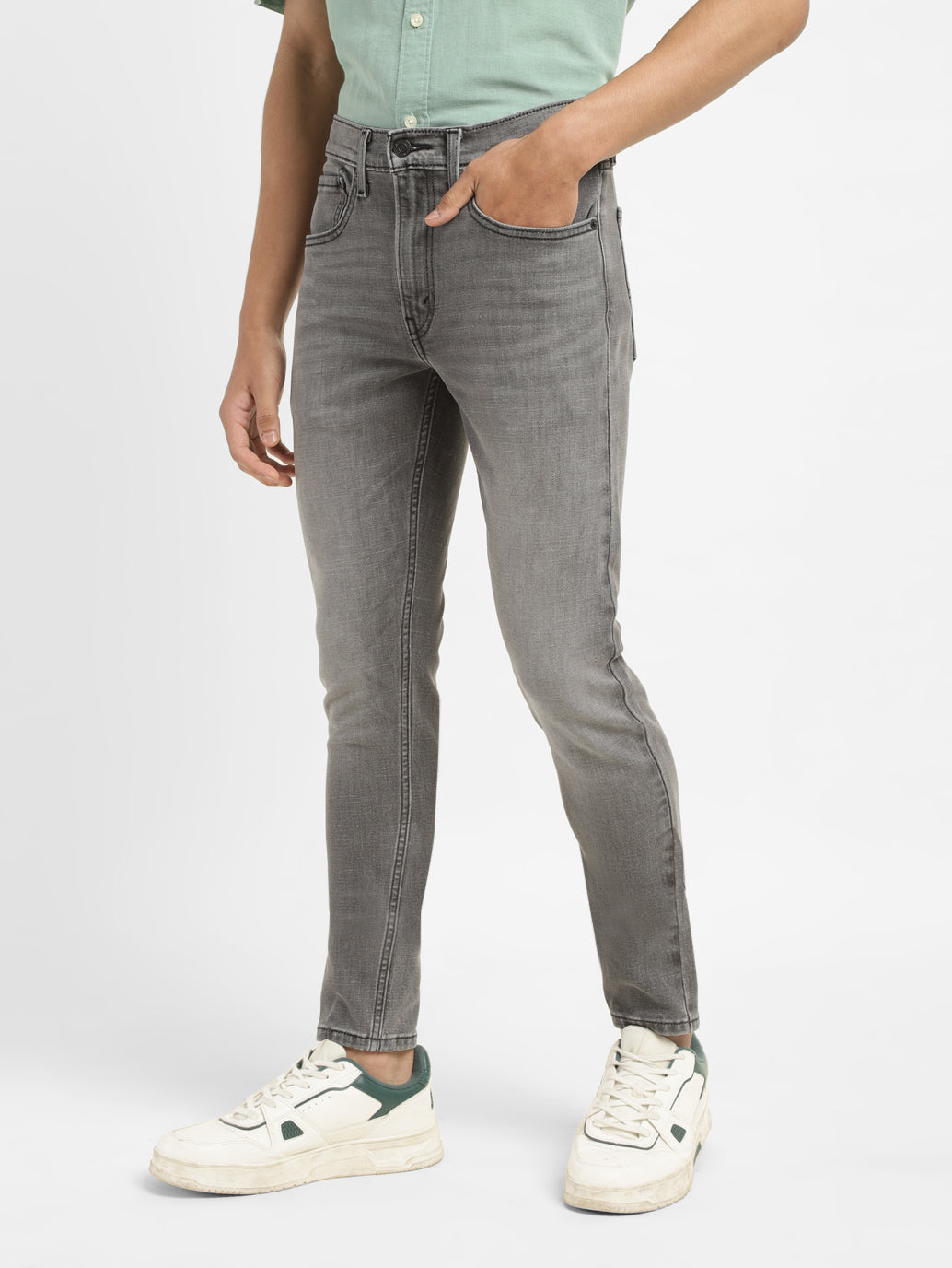 Men's Grey Skinny Fit Mid Rise Jeans