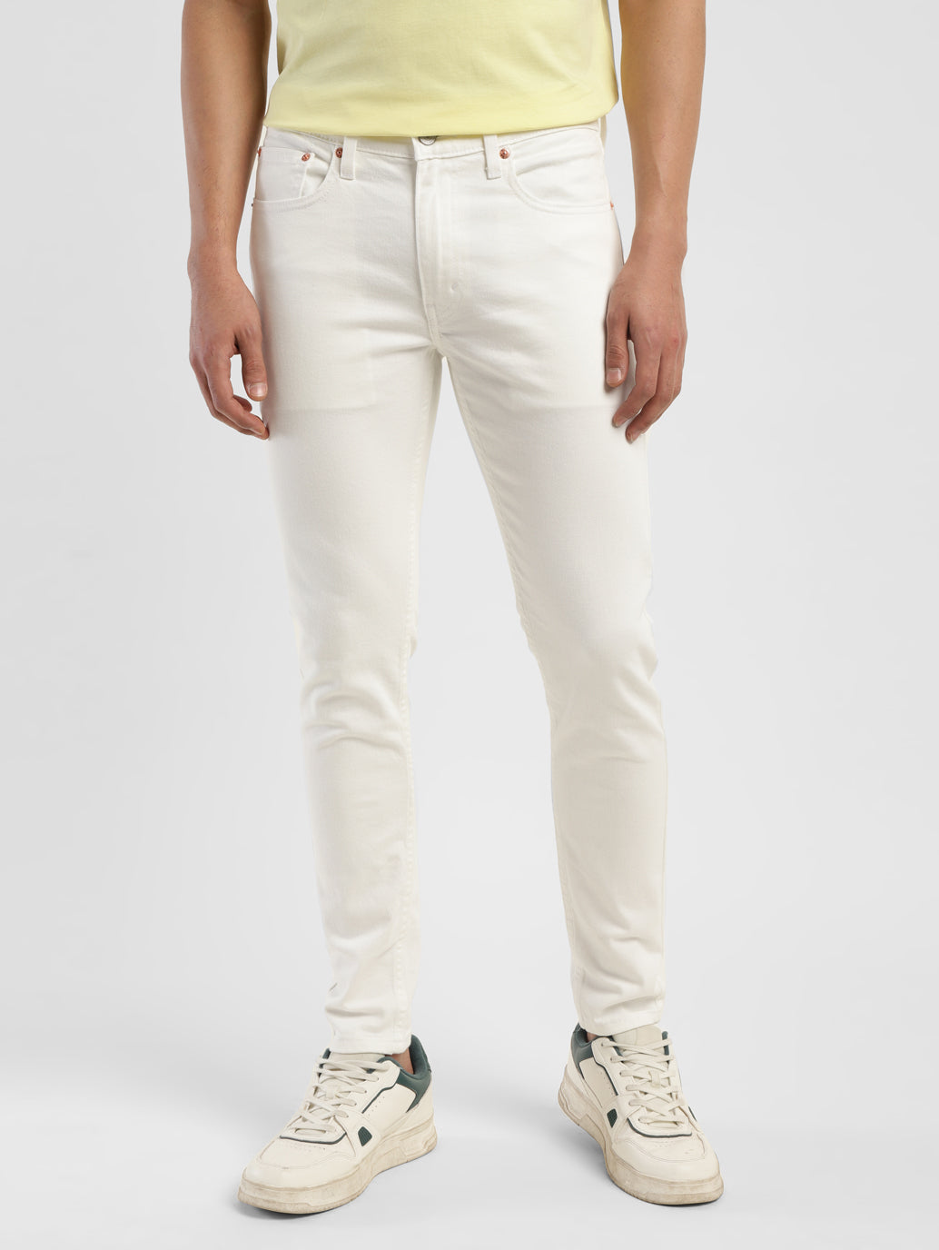 Men's White Skinny Fit Mid Rise Jeans
