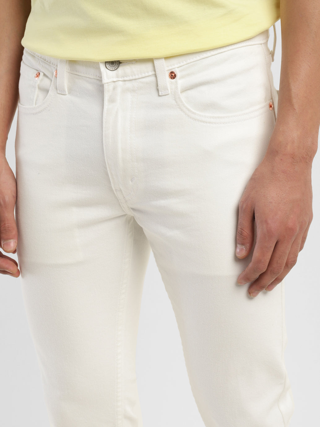 Men's White Skinny Tapered Jeans
