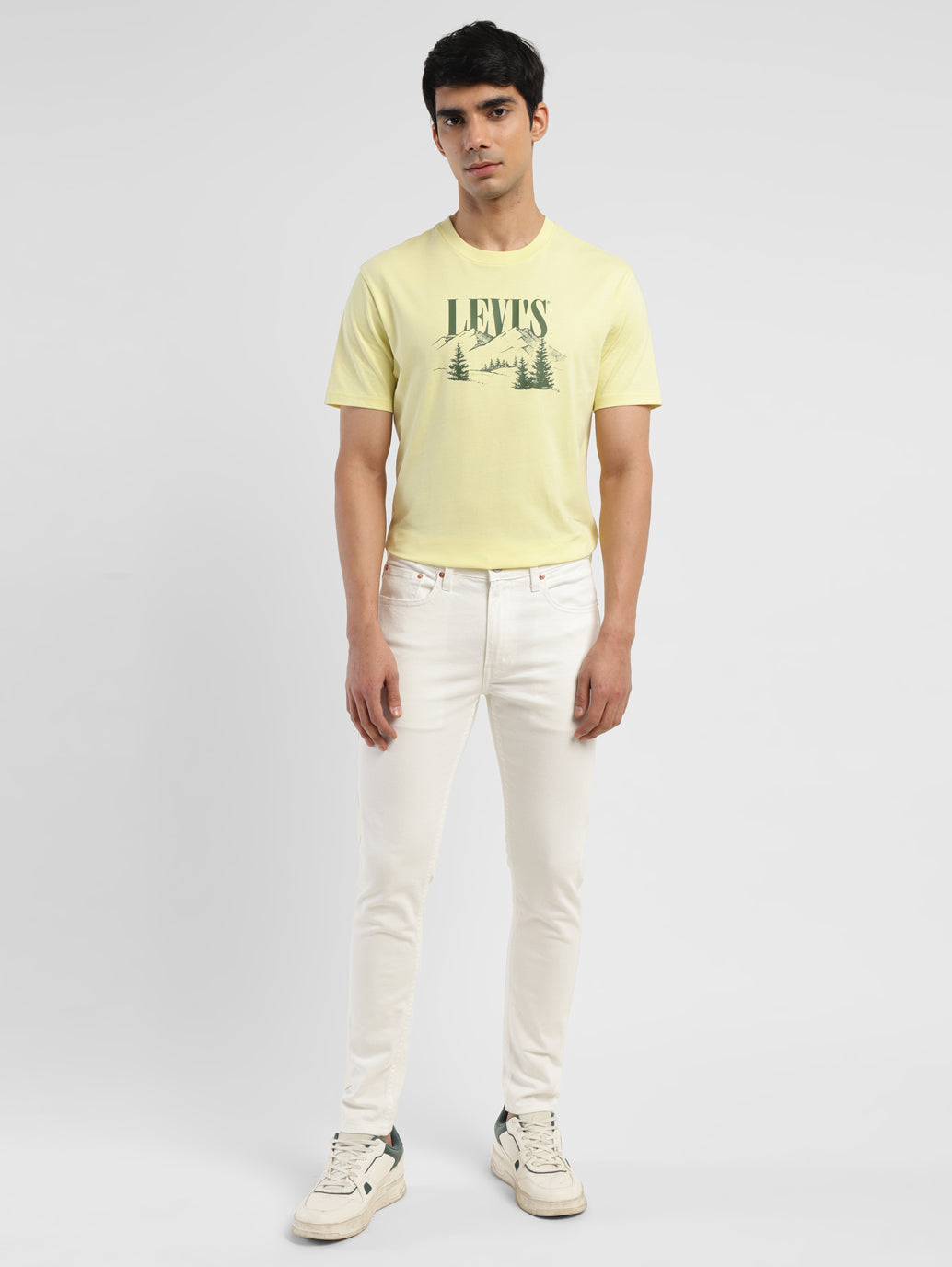 Men's White Skinny Fit Mid Rise Jeans
