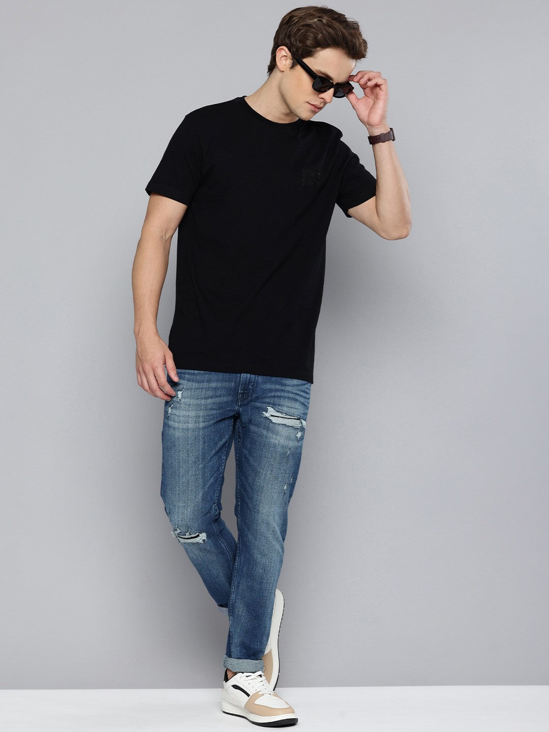 Men's Blue Skinny Fit Mid Rise Jeans