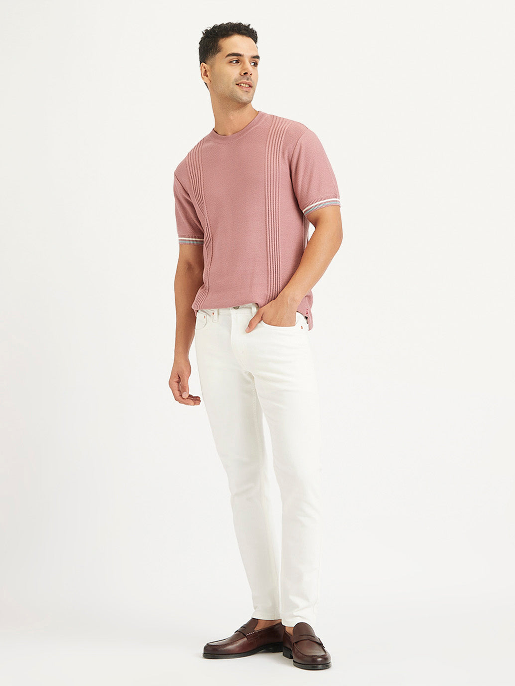 Men's Skinny Taper Fit White Jeans