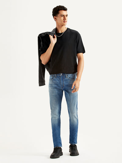 Men's Blue Skinny Tapered Fit Mid Rise Jeans-image-46