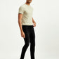 Men's Black Skinny Tapered Fit Mid Rise Jeans - Side View