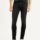 Men's Black Skinny Tapered Fit Mid Rise Jeans - Front View