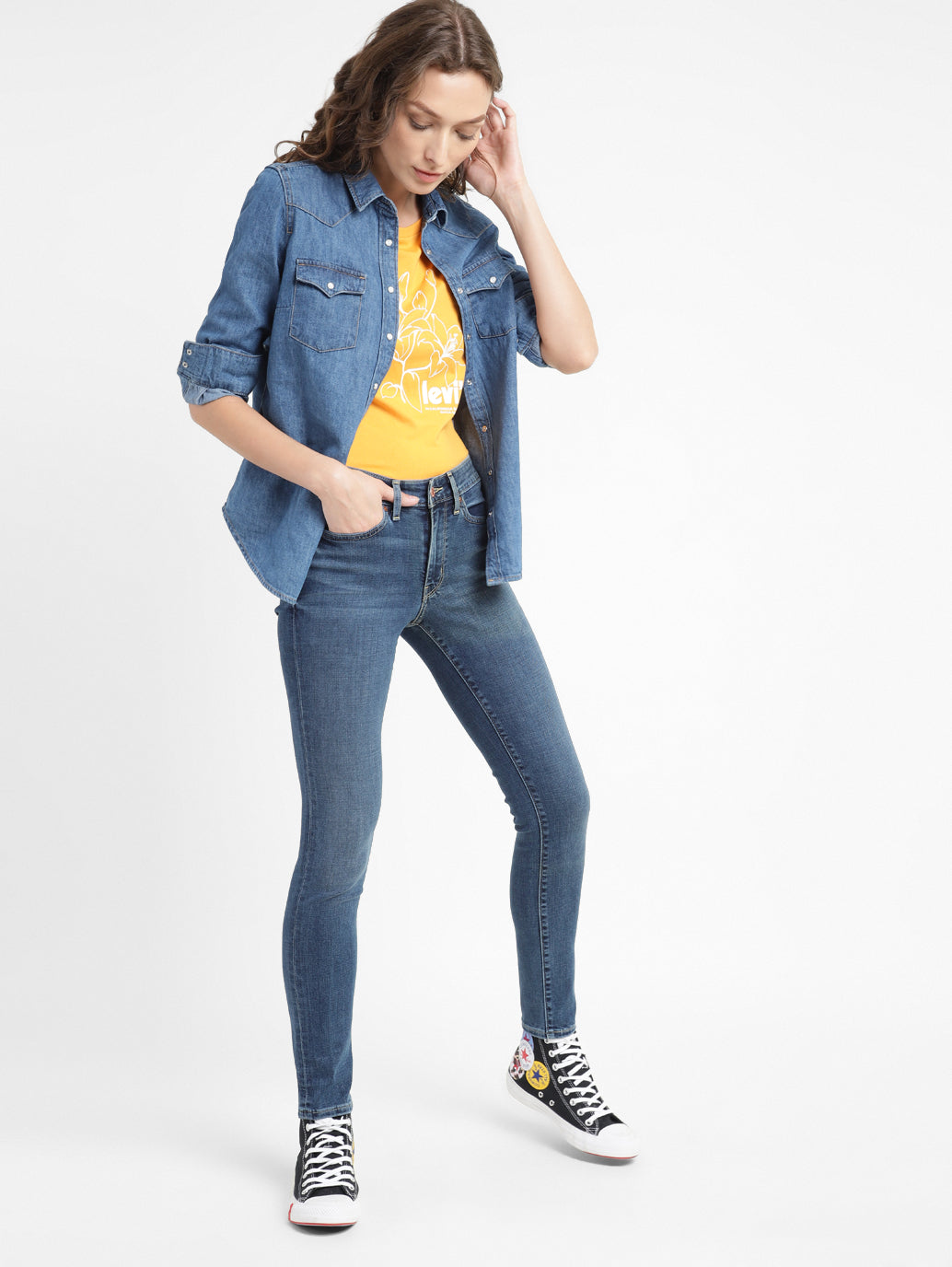 Women's 711 Blue Skinny Fit Mid Rise Jeans