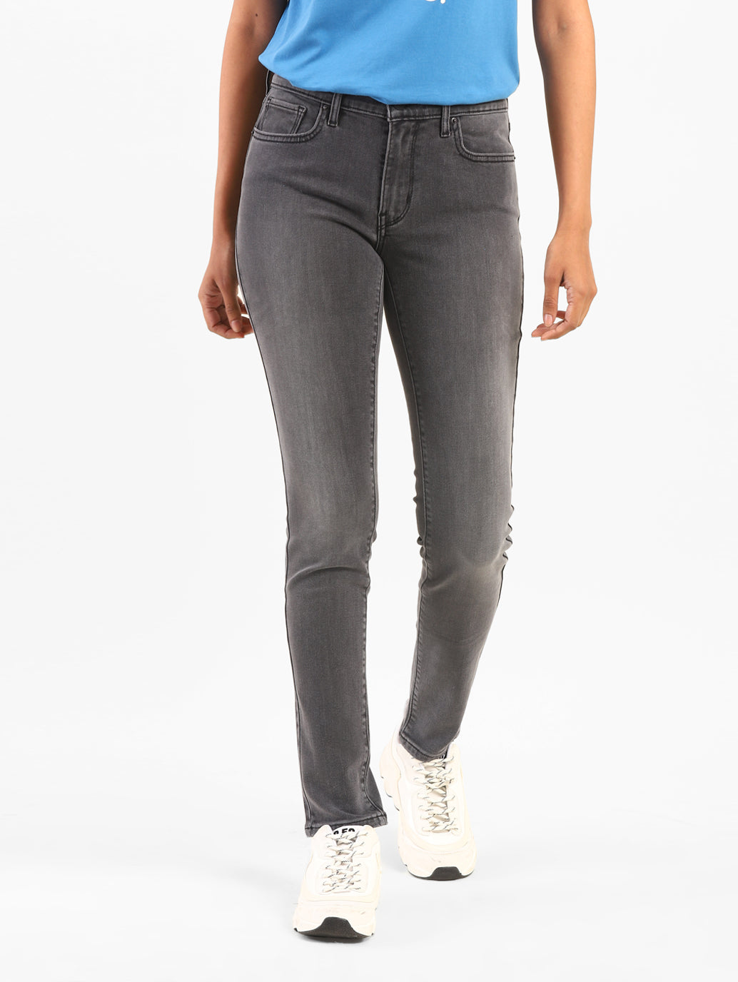 Women's 711 Grey Skinny Fit Mid Rise Jeans