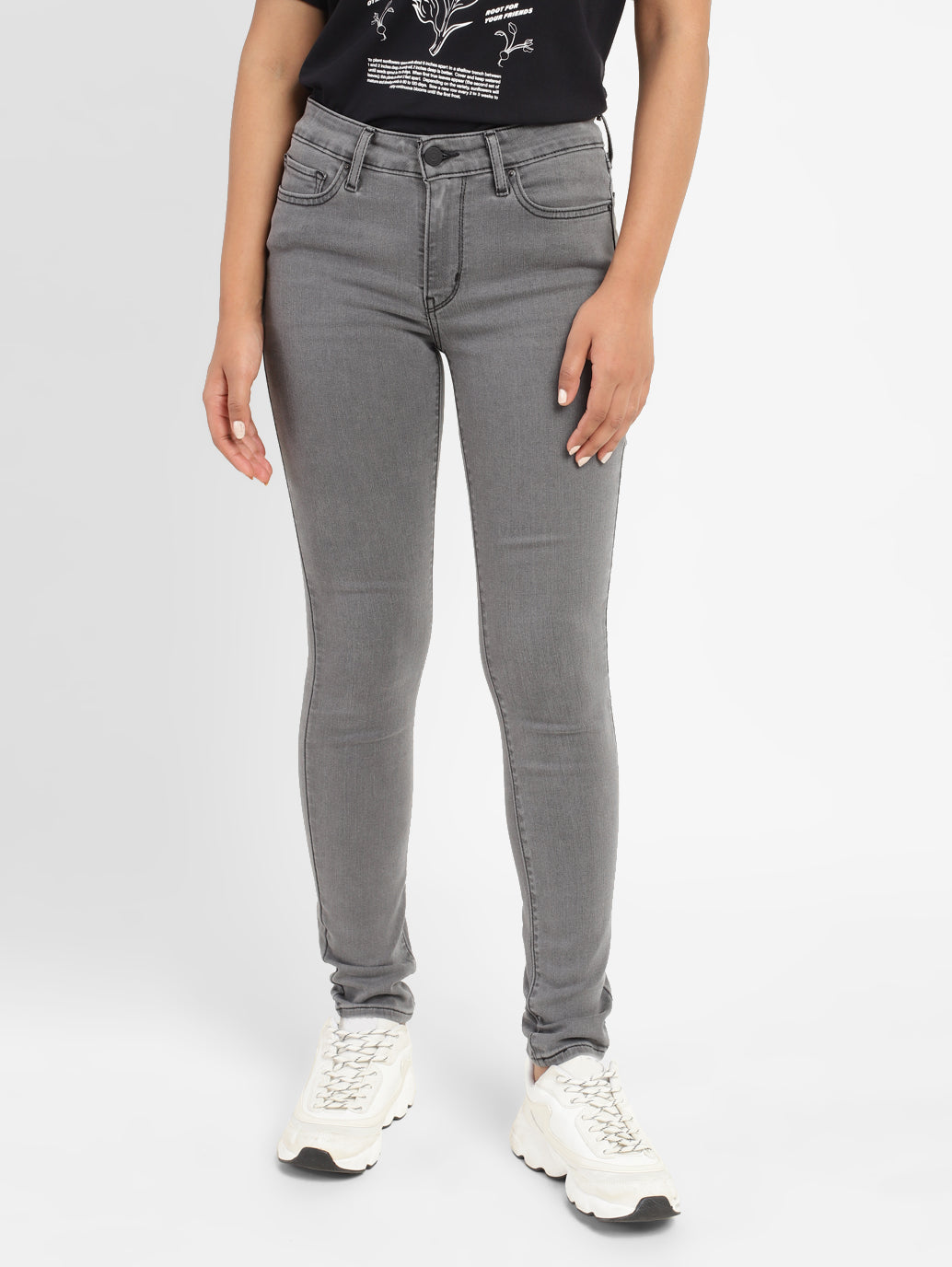Women's 711 Grey Skinny Fit Mid Rise Jeans