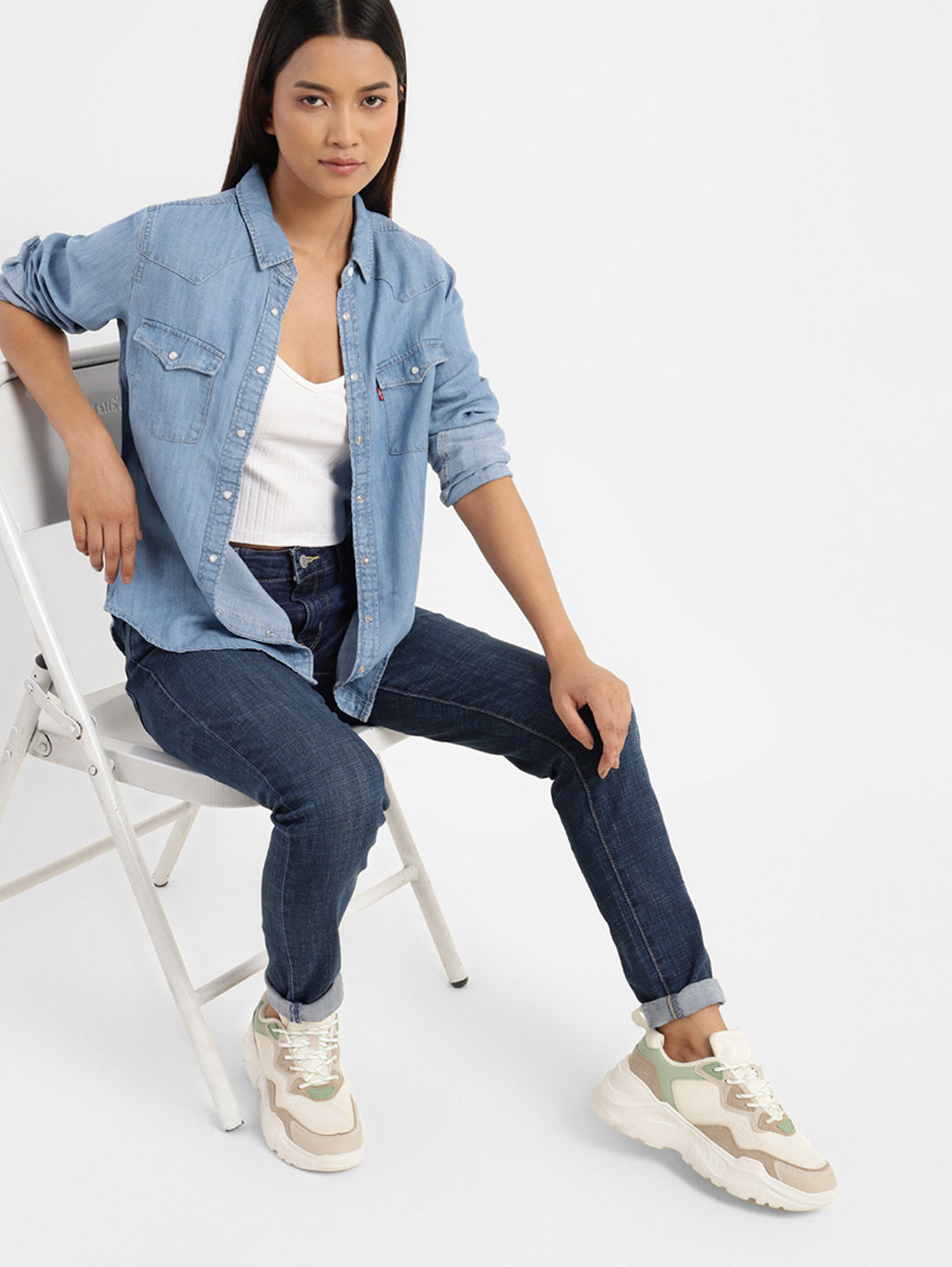 Women's 711 Blue Skinny Fit Mid Rise Jeans