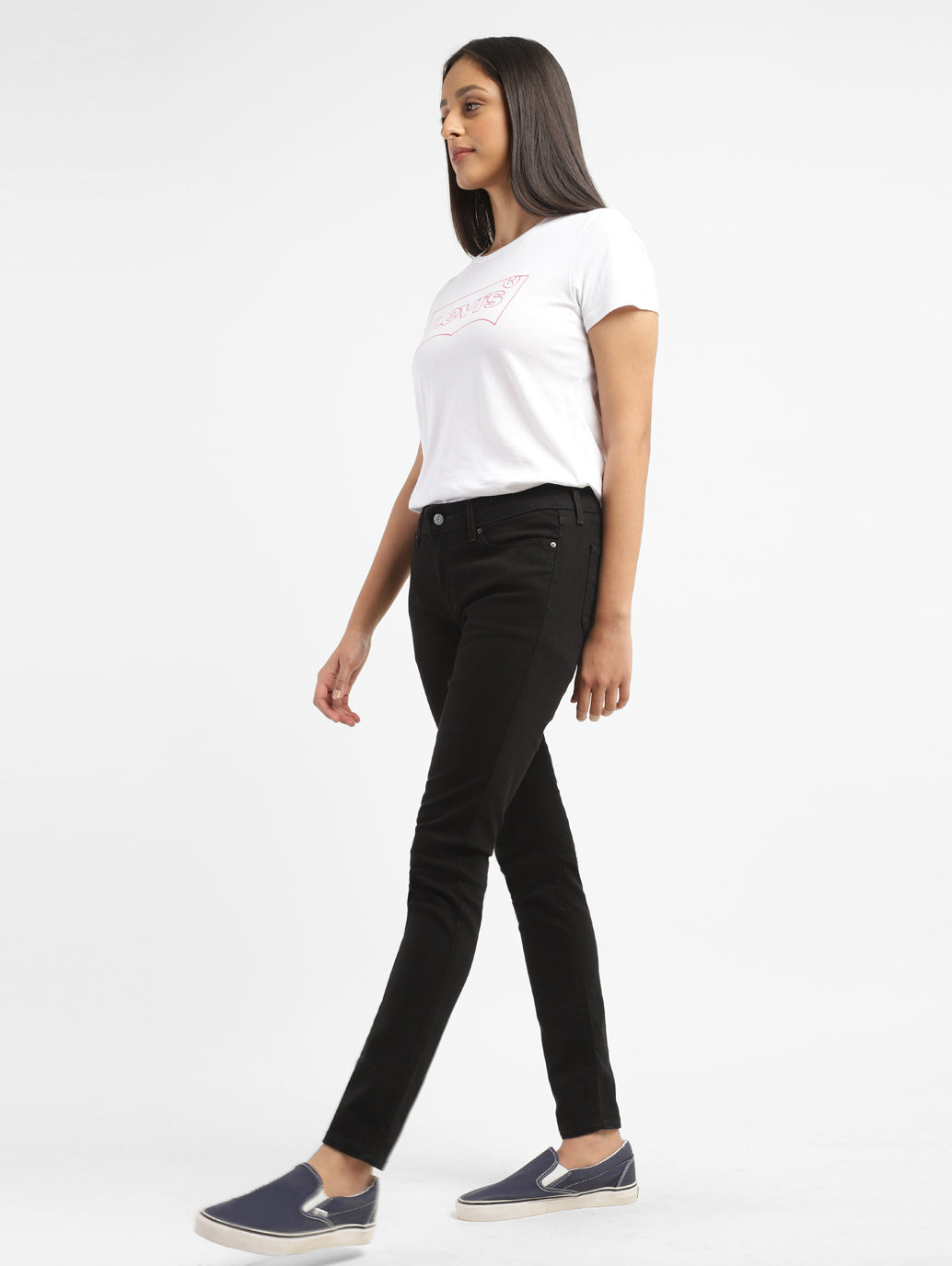 Women's 711 Black Skinny Fit Mid Rise Jeans