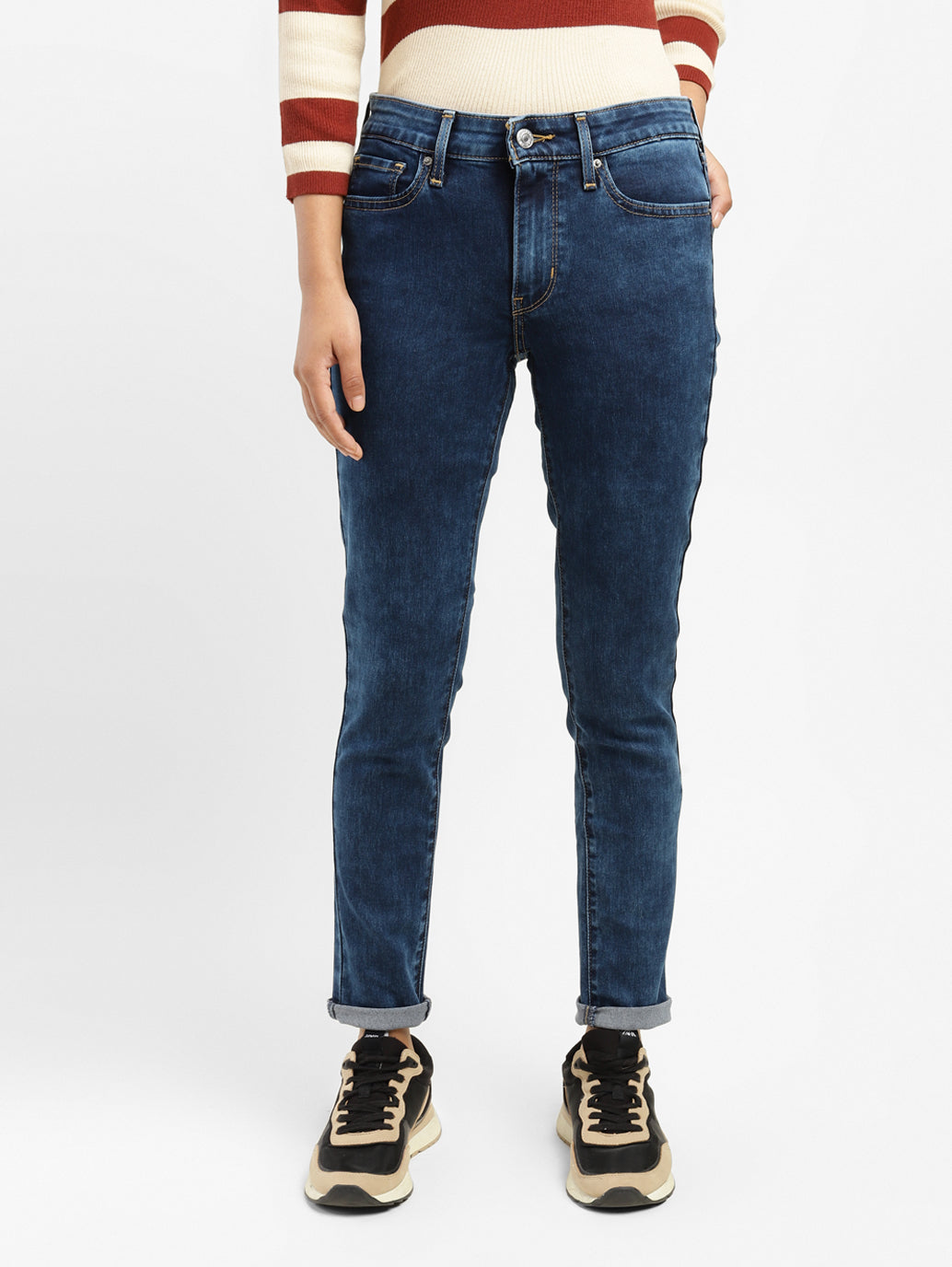 Women's 711 Blue Skinny Fit Mid Rise Jeans