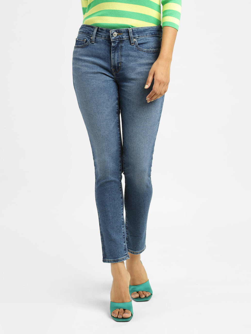Women's 711 Blue Skinny Fit Mid Rise Jeans