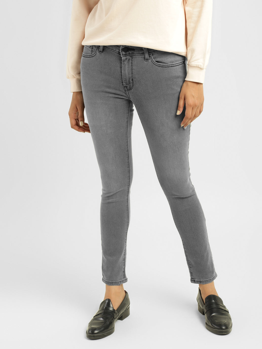 Women's 711 Grey Skinny Fit Mid Rise Jeans