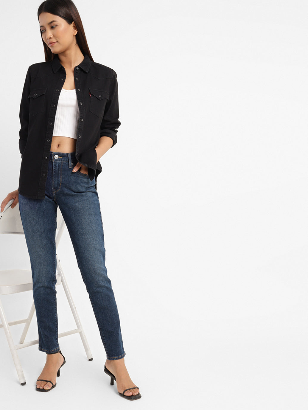 Women's 711 Blue Skinny Fit Mid Rise Jeans