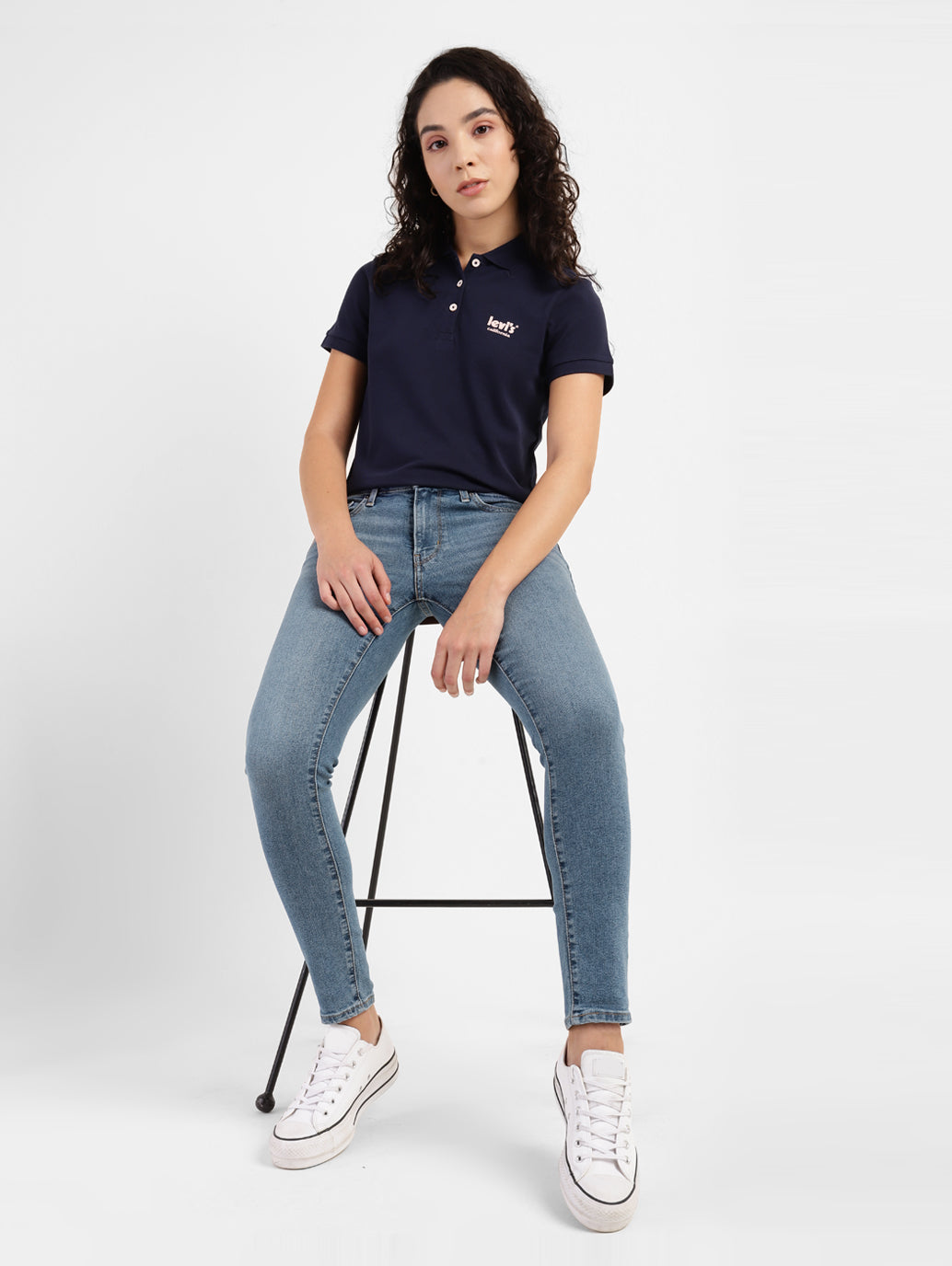 Women's 711 Blue Skinny Fit Mid Rise Jeans