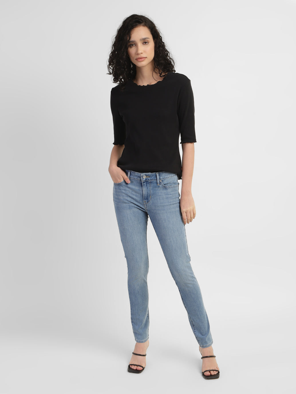 Women's 711 Blue Skinny Fit Mid Rise Jeans