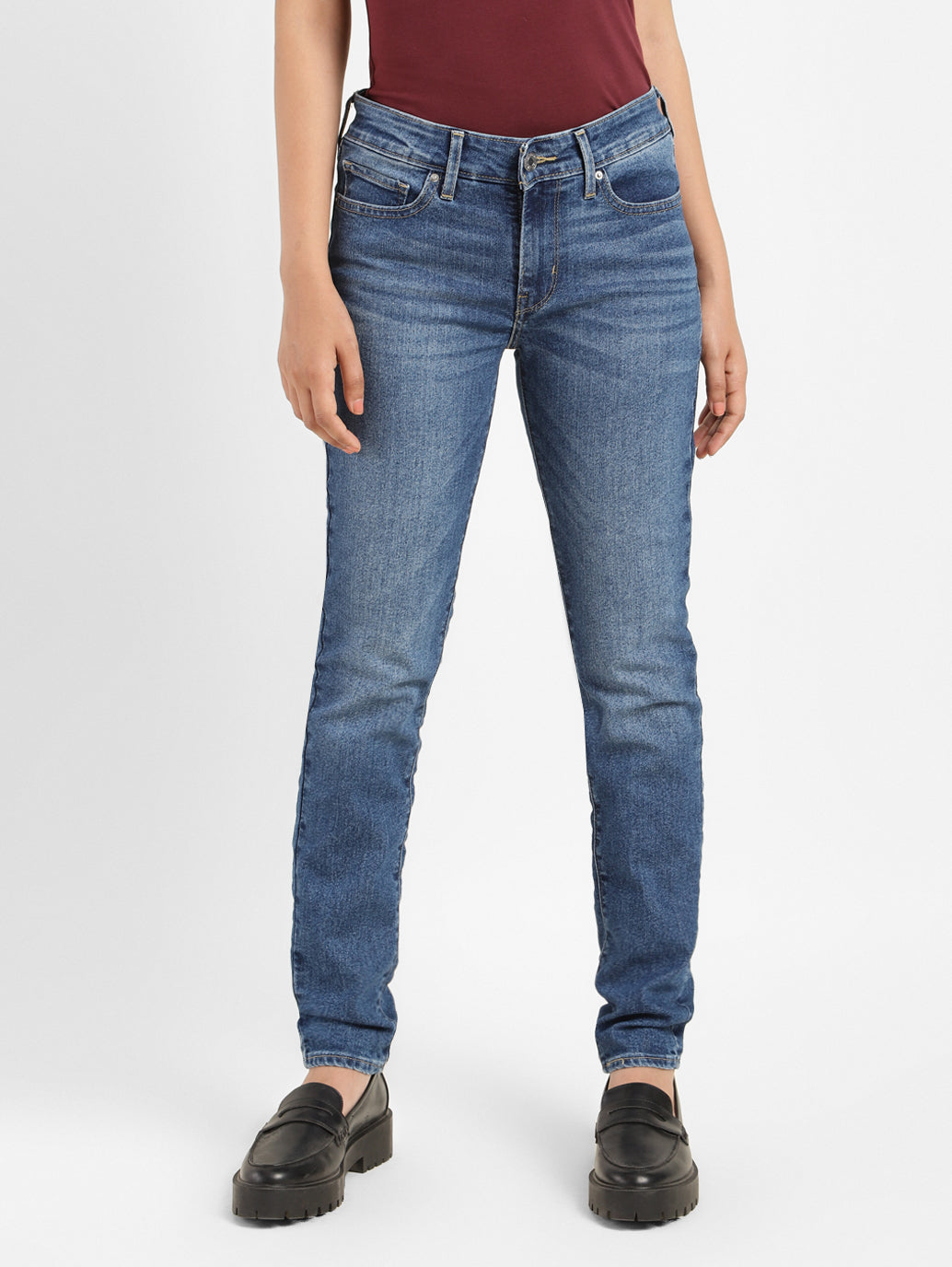 Women's 711 Blue Skinny Fit Mid Rise Jeans