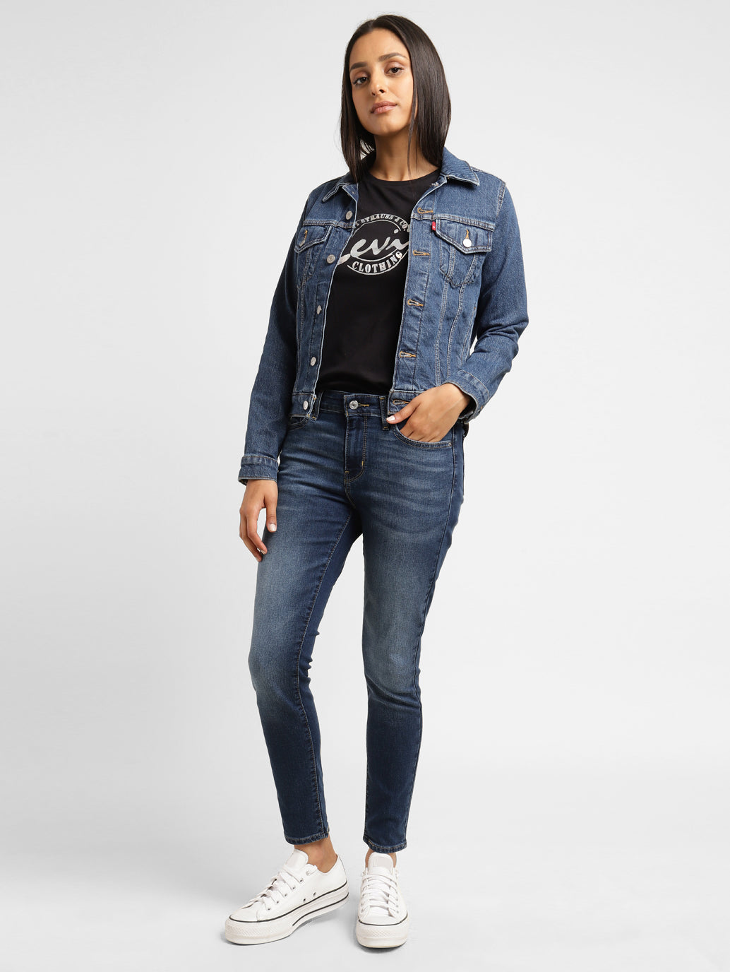 Women's 711 Blue Skinny Fit Mid Rise Jeans