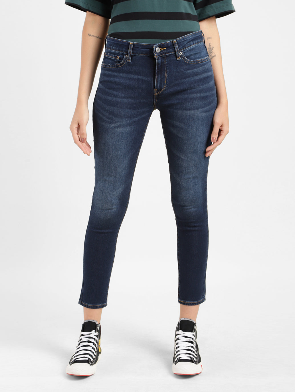 Women's 711 Blue Skinny Fit Mid Rise Jeans