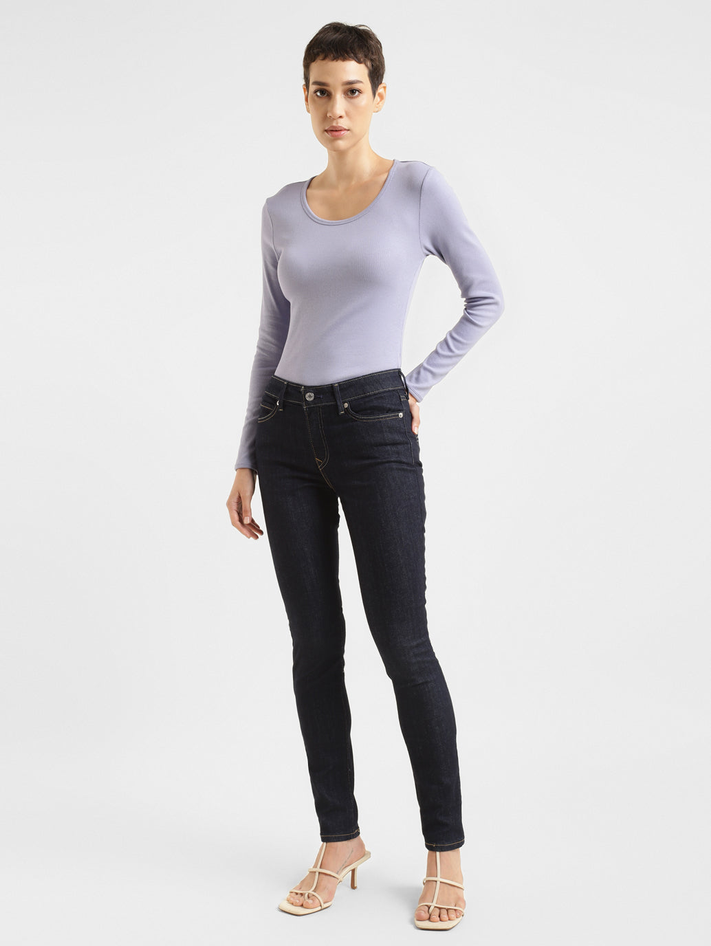 Women's 711 Blue Skinny Fit Mid Rise Jeans