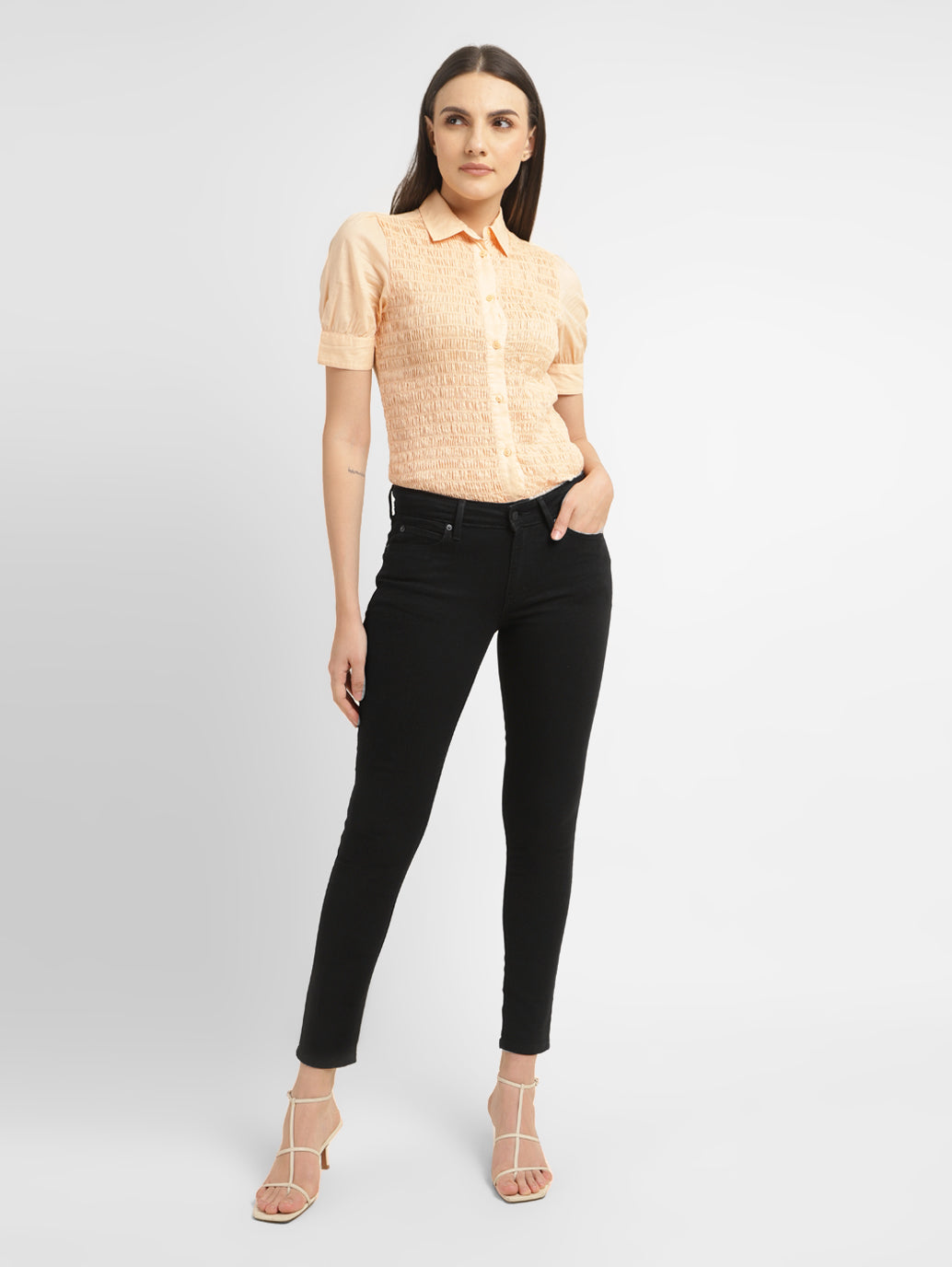 Women's 711 Black Skinny Fit Mid Rise Jeans