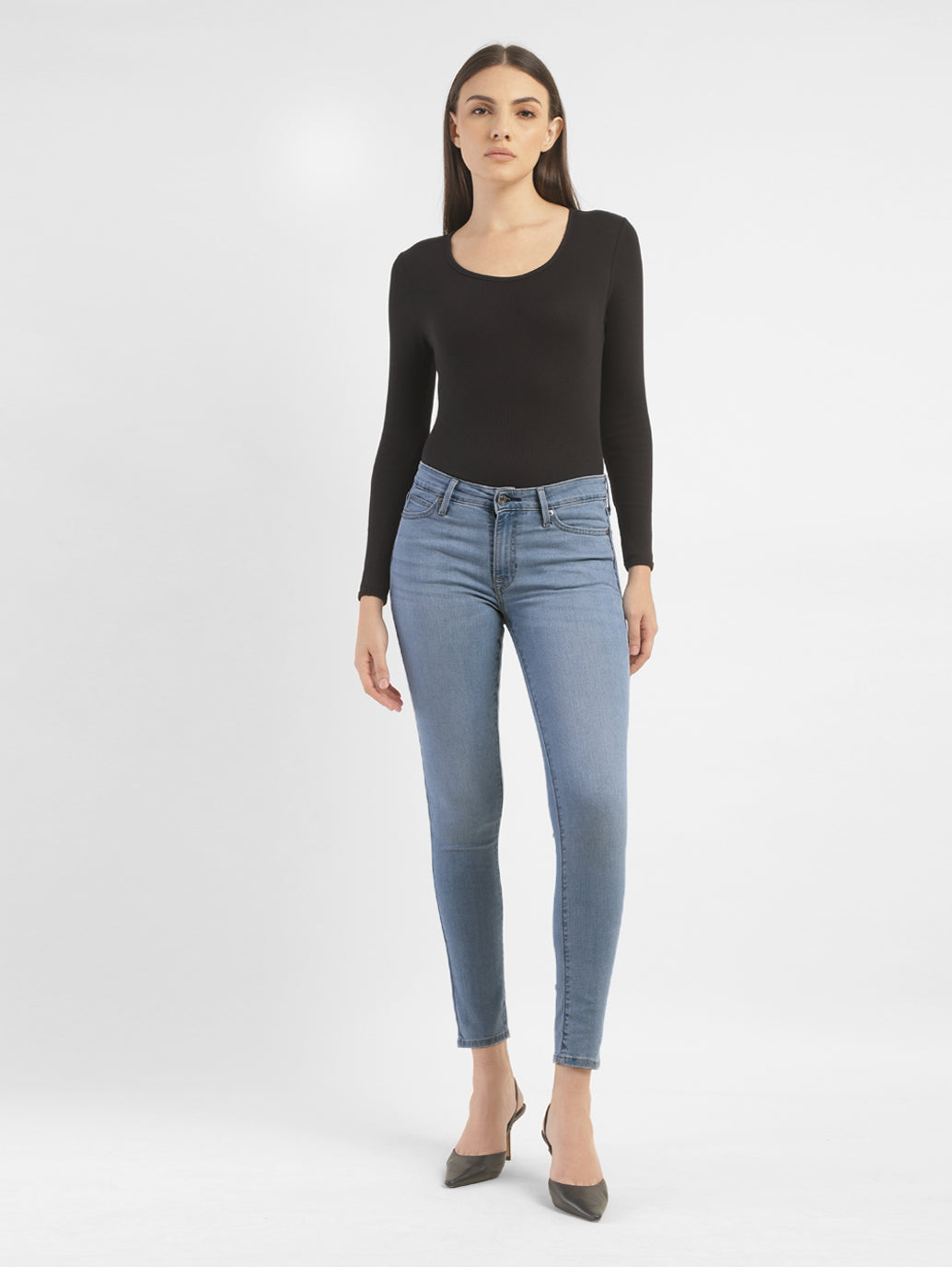 Women's 711 Blue Skinny Fit Mid Rise Jeans