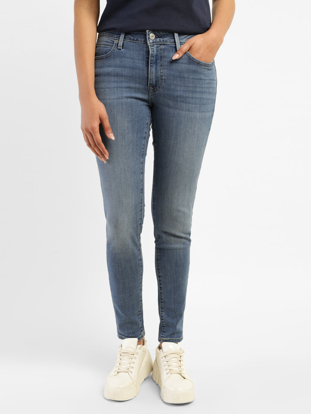 Women's 711 Blue Skinny Fit Mid Rise Jeans