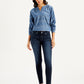 Women's 711 Navy Blue Skinny Fit Mid Rise Jeans - Front View