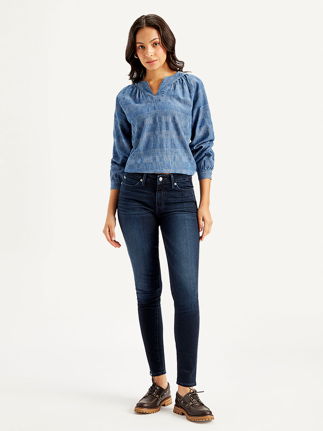 Women's 711 Navy Blue Skinny Fit Mid Rise Jeans