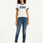 Women's 711 Blue Skinny Fit Mid Rise Jeans - Front View