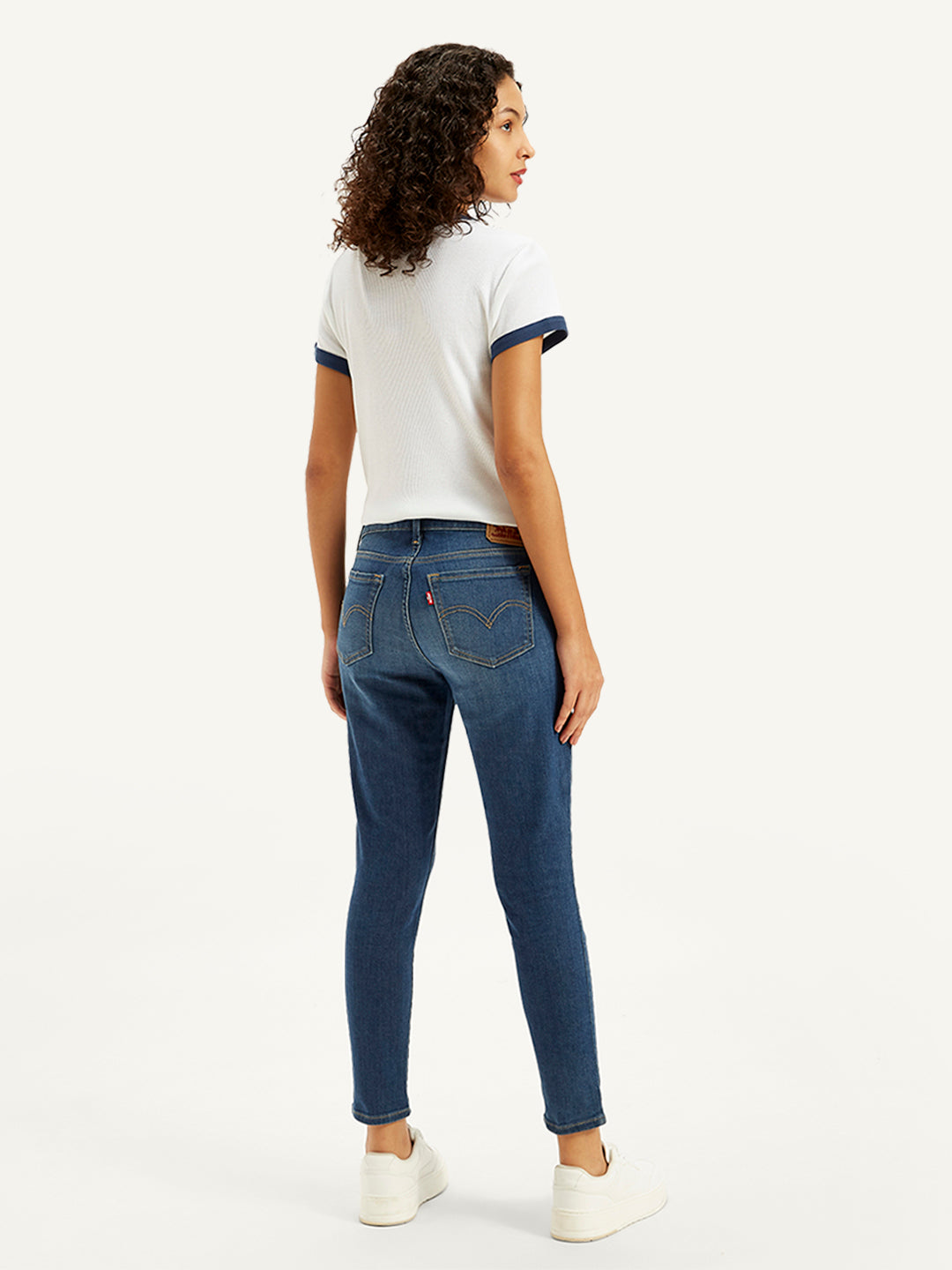Women's 711 Blue Skinny Fit Mid Rise Jeans - Back View