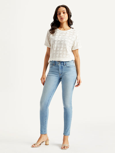 Women's 711 Light Blue Skinny Fit Mid Rise Jeans-image-45