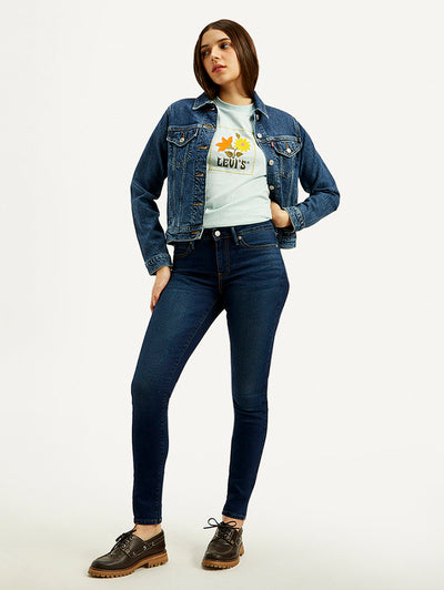 Women's 711 Navy Blue Skinny Fit Mid Rise Jeans-image-42