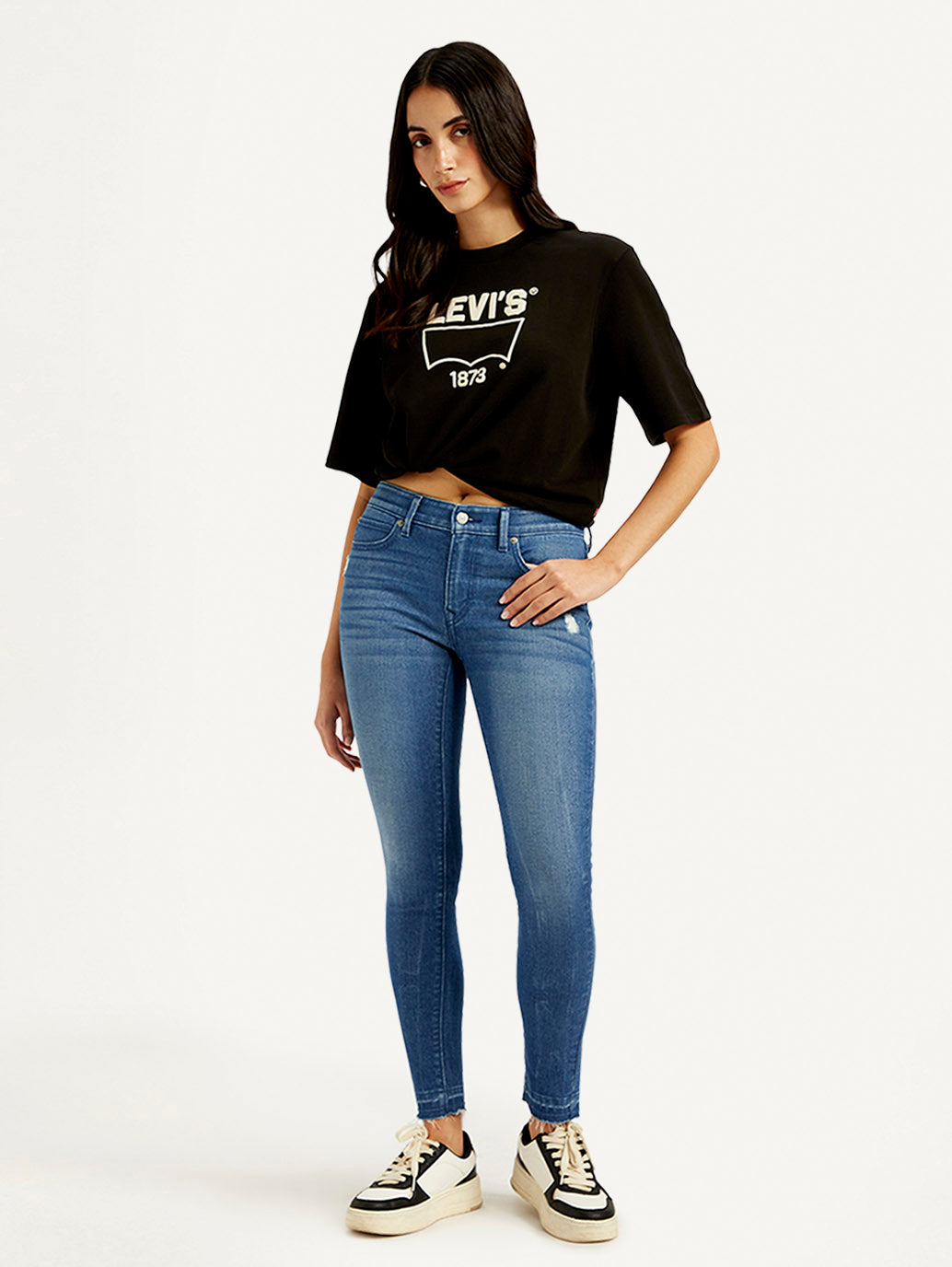 Women's 711 Blue Skinny Fit Mid Rise Jeans