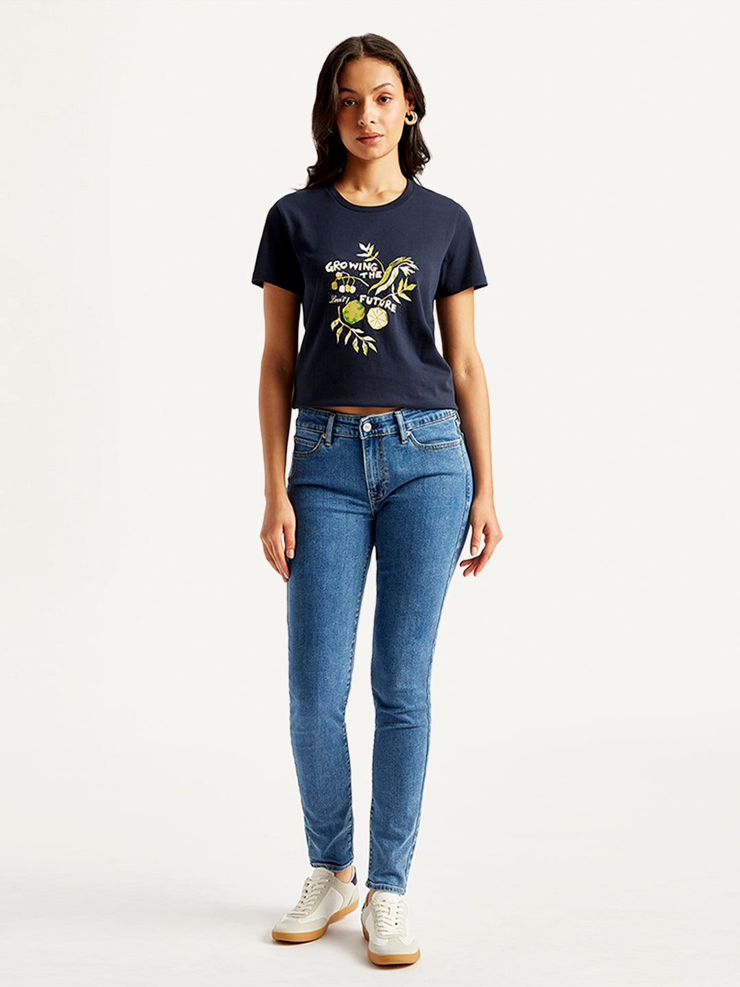 Women's Mid Rise 711 Blue Skinny Jeans