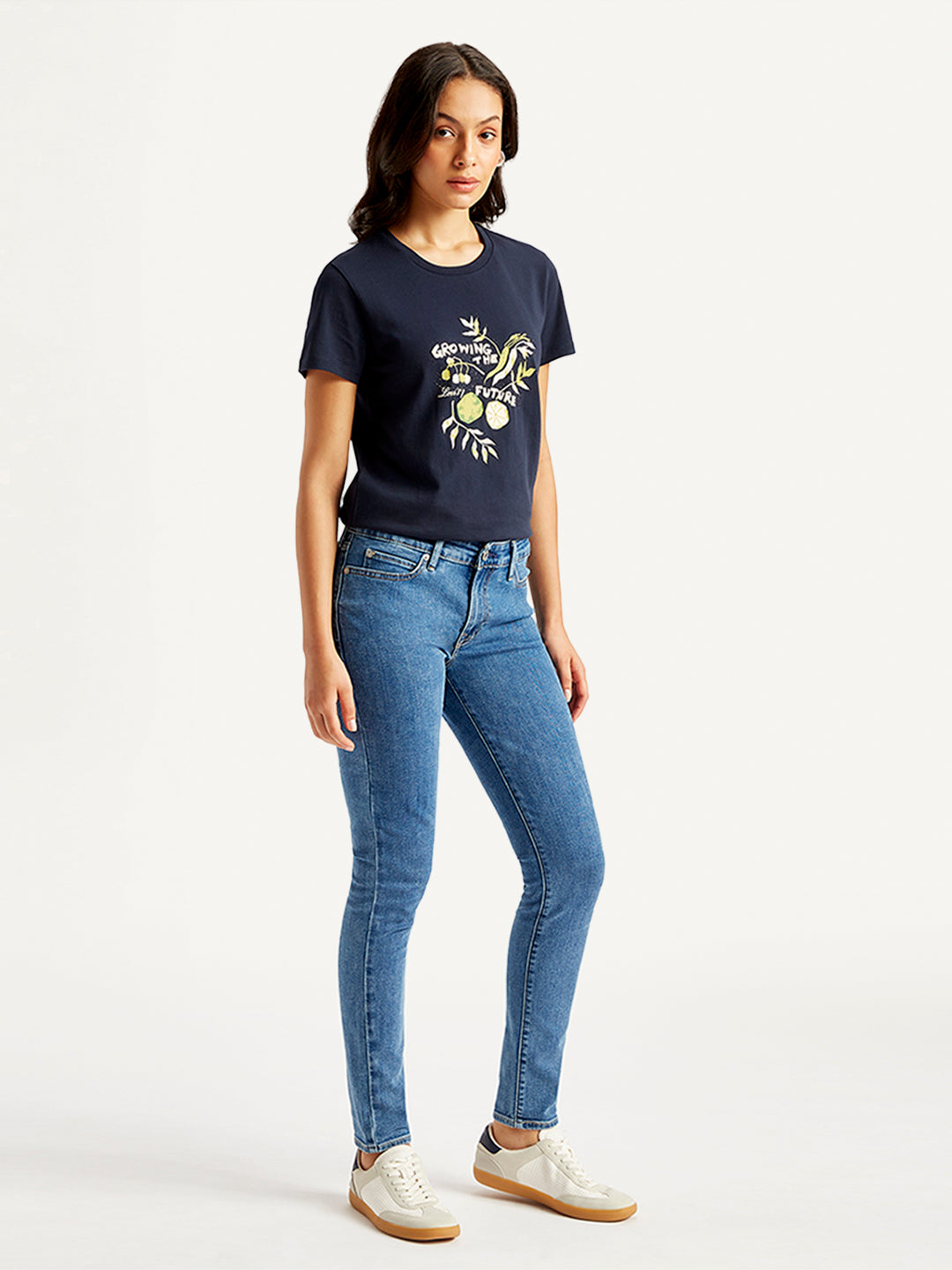 Women's Mid Rise 711 Blue Skinny Jeans